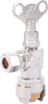 SharkBite 1/2 x 3/8 Inch Compression Angle Stop Valve, Push to Connect Brass Plumbing Fitting, Chrome Finish
