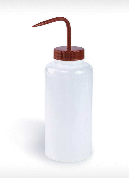 SP Bel-Art Wide-Mouth Polyethylene Wash Bottles - 1000ml (32oz) with Red Polypropylene Cap, Pack of 4 (F11625-1000)