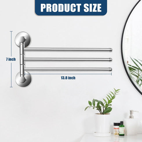 3-Arm Magnetic Swivel Towel Rack, Stainless Steel Towel Bar, Magnetic Paper Towel Holder for Fridge,Magnetic Towel