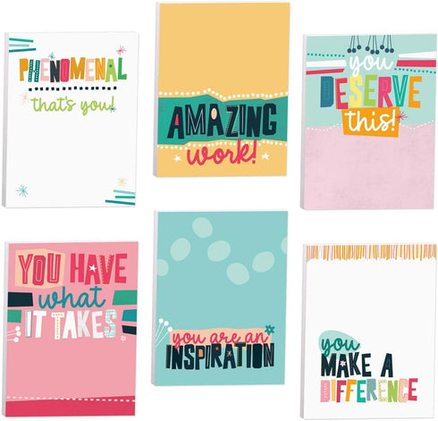 Empowering Sticky Note Pads, 3" x 4" Motivational Educator Sticky Notes, 50 Sheets Per Pad/Set of 6