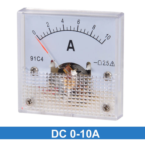 uxcell Analog Current Panel Meter DC 0-10A 91C4 Ammeter 45x35x45mm for Circuit Testing Charging Battery Ampere Tester Gauge Pack of 1