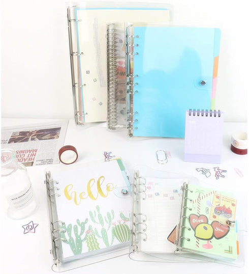 NatSumeBasics A4 Binder, 4 Ring Budget Binder with Clear PVC Planner Cover for Organizer Accessories
