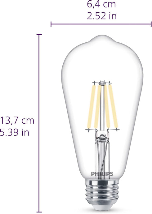 Vintage ST19 Clear Spiral Dimmable LED Light Bulbs - E26 Bulb - Flicker-Free Light Bulb with EyeComfort Technology, 400