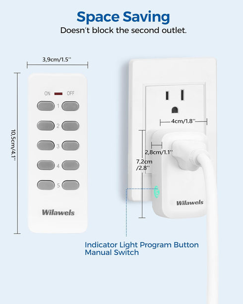 Programmable 100ft 2 5 W02RC2506 Remote Control Outlet, WILAWELS Wireless Remote Light Switch, Electrical Outlet Switch