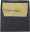 JAM PAPER A6 Foil Lined Invitation Envelopes - Black Linen with Gold Foil - 50/Pack, 4 3/4 x 6 1/2