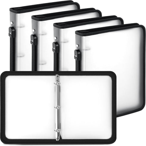 Teling 4 Pcs 2 Inch Zipper Binder with 3 Ring, Refillable Clear Plastic File Organizer for School Work, 13.2 x 10 Inch