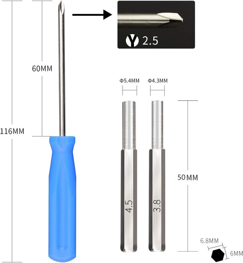 Triwing Screwdriver Set with 5 Pack CR2032 Batteries, 3.8 mm & 4.5 mm Security Screwdriver Game Bit Tool Set for NES,