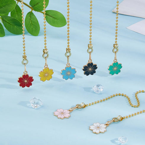 8Pcs 8 17.5 Inch DICOSMETIC Ceiling Fan Pull Chain Extension Colors Enamel Flower Charm Light Pull Chain Adjustable