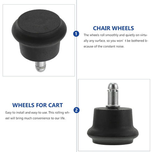 5Pcs Silent Swivel Office Chair Wheels Furniture Casters with Insert Stem for Rolling Cart and Computer Chair