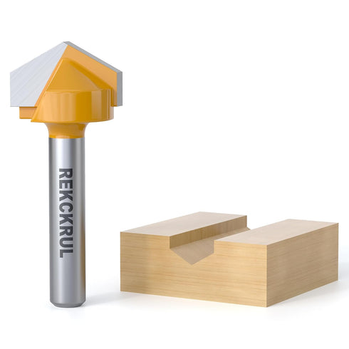 120-Degree V Groove Router Bit, 1/4" Shank, 3/4" Cutting Diameter, Carbide Tip