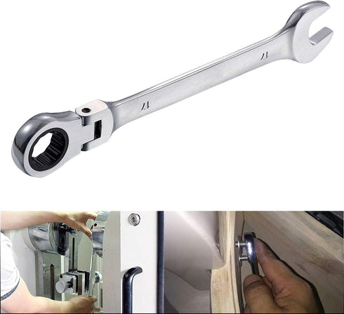 KATUR 17mm Ratcheting Wrench Set - Flexible Pivoting Head Ratchet Combination Spanner Tool
