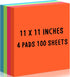 Big Sticky Notes - Bright Colors Self Stick Pads, Large Note Pads for Home, Office, Notebook Supplies 4 Pads 100 Sheets