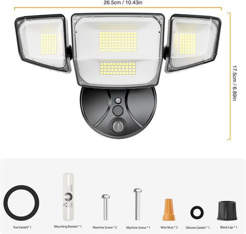 90W Lighting,10000lm Outdoor,IP66 Photocell,6500k 4 Onforu Dusk to Dawn Outdoor Flood Lights Waterproof Black LED