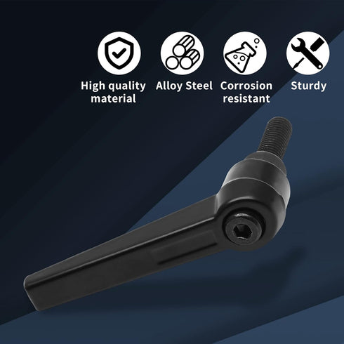 2pcs Adjustable Clamping Lever Handle M8, M8 x 25mm Male Thread, Push Button Ratchet Knob, Replacement Cam Handle