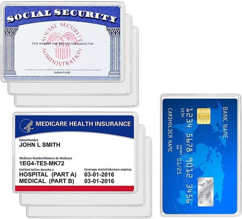 New Medicare Card Holder Protector Sleeves - 12Mil Clear PVC Soft Water Resistant Sleeves (Matte 6 Pack)