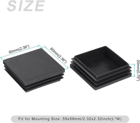 Cap(60 60mm) 10Pcs, METALLIXITY Square Tube End x Plastic Plugs Insert End Caps Pipe Cap Cover - for Furniture Table