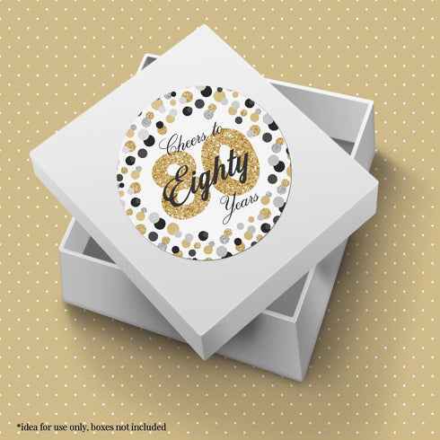 Cheers to 80 Years Party Sticker Labels - 40 2" Circle Stickers by AmandaCreation for Party Favors