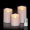 Haown Outdoor Flameless Candles, Patented 3D Dual-LED, Set of 3 Slanted Resin Pillars