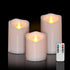 Haown Outdoor Flameless Candles, Patented 3D Dual-LED, Set of 3 Slanted Resin Pillars