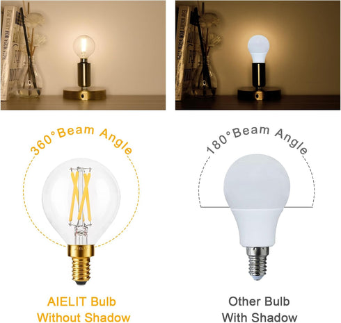 G15 Bulb, 4W(40-Watt 3000K, E12 Dimmable Bulbs 6-Pack LED Filament Equivalent), Soft White Base LED Light for Pendant