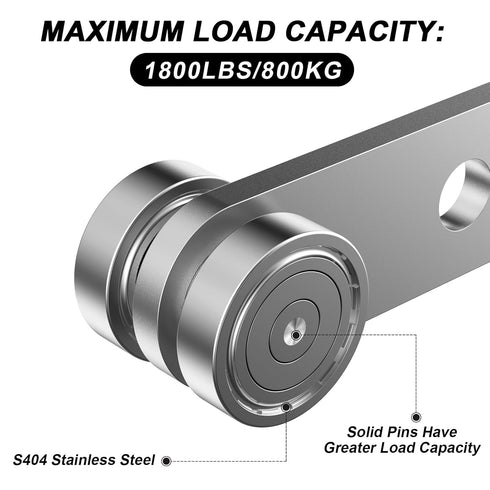 2 Wheel Trolley Assembly Rollers for Garage Pulley System Hoist System - 1-5/8" Wide Strut Channel (Silver-4 Pack)
