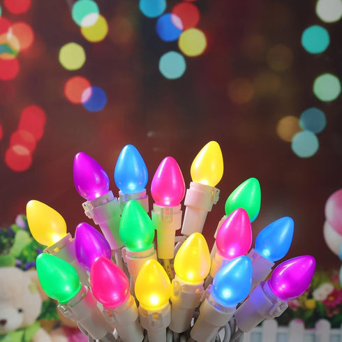 C3 50 Count 120V Easter String Lights LED Multi Color Glass Lights Easter Pastel Light UL Certified Connectable Outdoor