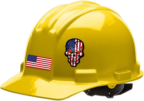 6pcs Reflective American Flag Hard Hat Stickers, Red Ops Decals for Tactical Gear, Patriotic USA Skull Flags Toolbox Helmet Labels by KINBOIN