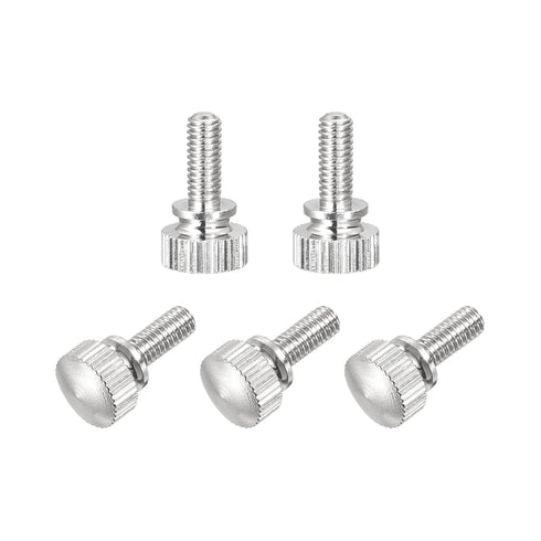 uxcell Knurled Thumb Screws, M4x10mm Brass Shoulder Bolts Grip Knobs Fasteners, Nickel Plated, 5Pcs