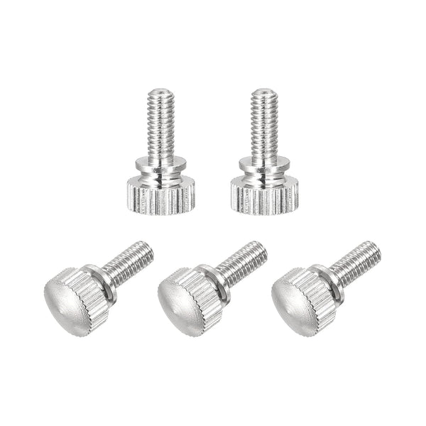 uxcell Knurled Thumb Screws, M4x10mm Brass Shoulder Bolts Grip Knobs Fasteners, Nickel Plated, 5Pcs