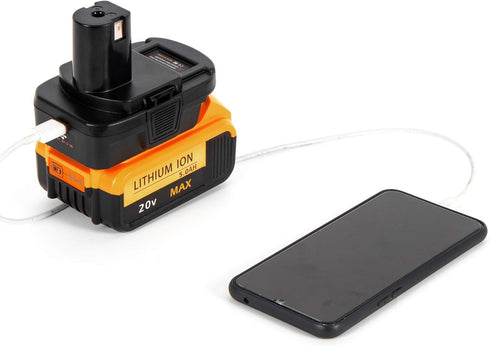 DM18RL Battery Adapter for Dewalt/Milwaukee to Ryobi, Convert Dewalt 20V Lithium Battery to Ryobi 18V Tools with USB