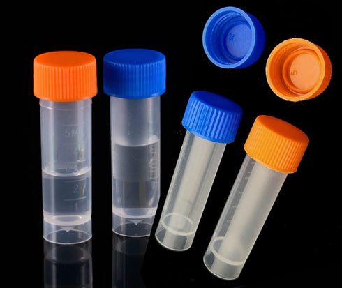 50 Pack 5ml Cryo Tubes, Plastic Graduated Vial Tube with Screw Caps, Small Test Sample Bottles