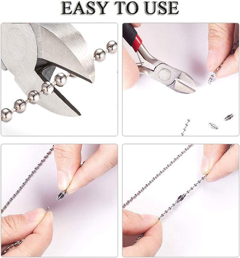 KINGOU 155pcs Stainless Steel Ball Chain Connector Clasps for 1.6/2.0/2.4/3.2/4.0/4.8mm Beaded Ball Chain