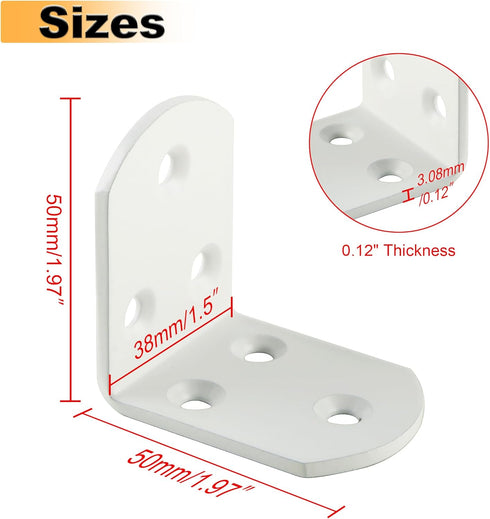 4Pcs 90 (1.97X1.97 Alise Shelf Brackets White, Stainless Steel Floating Shelf Brackets Corner Brackets, L Brackets