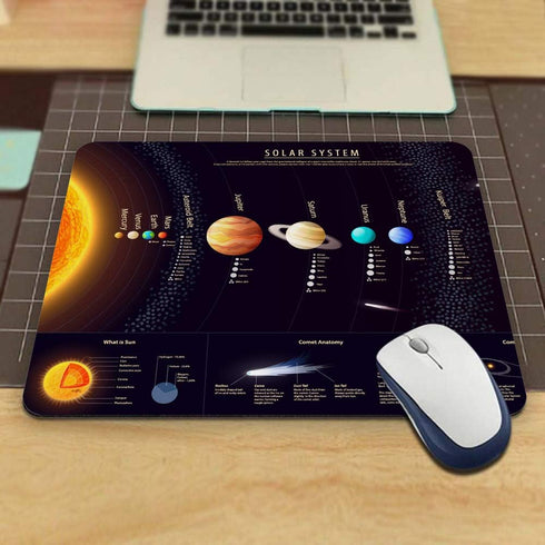 Outer Space Gaming Mouse Pad, Solar System Print, Non-Slip Rubber Mouse Pad for Computers, 9.5 x 7.9 Inch
