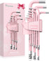 COLFULINE 9 PCS PINK Allen Key Set, Long Ball End Hex Key Set, Cr-V Allen Wrench Set for Home Repair