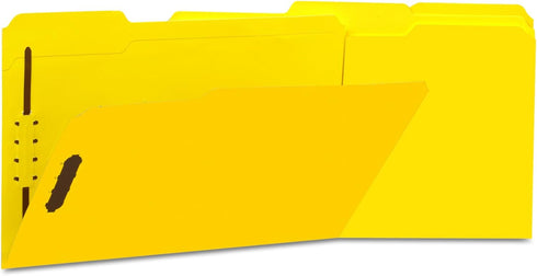 Universal 13528 Deluxe Reinforced Top Tab Folders, 2 Fasteners, 1/3 Tab, Legal, Yellow (Box of 50) by Universal One