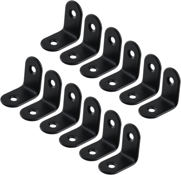 MY MIRONEY 12 Pcs Shelf Bracket Black L Brackets Stainless Steel L