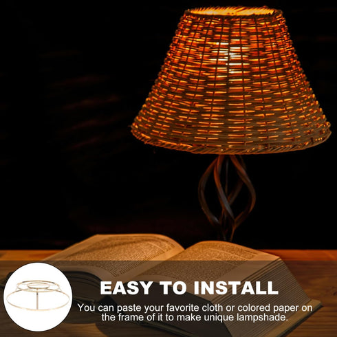 Wire Lamp Shade Rings Drum Lamp Shade Strong Frame Lampshade Bracket Kit with US Style Spider Fitter for DIY Table