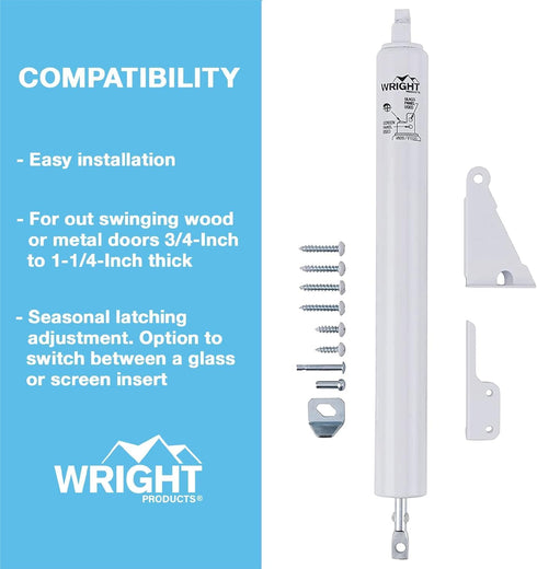 Wright Products Standard Duty Pneumatic Screen & Storm Door Closer, White