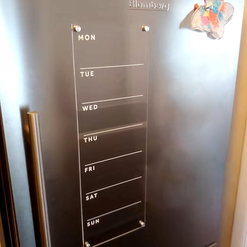 Magnetic Weekly Planner for Fridge - Clear Weekly Menu Board, 6"x17" Magnetic Menu for Refrigerator, Fridge Calendar