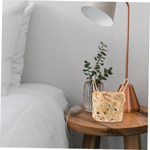 2Pcs Luxshiny Rustic Woven Lampshade Small Lamp Shades with Handles for Decorative Lighting Natural Atmosphere Design