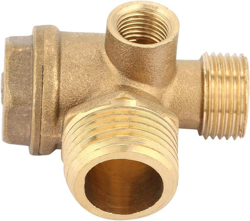 Air Compressor Check Valve, 3-Way Brass Male Threaded Air Compressor Check Valve Tube