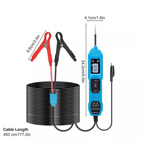3.5-36V Automotive Circuit Tester DC with LCD Display Dual Color Polarity Indicator Illuminating Lights Fuse Tester