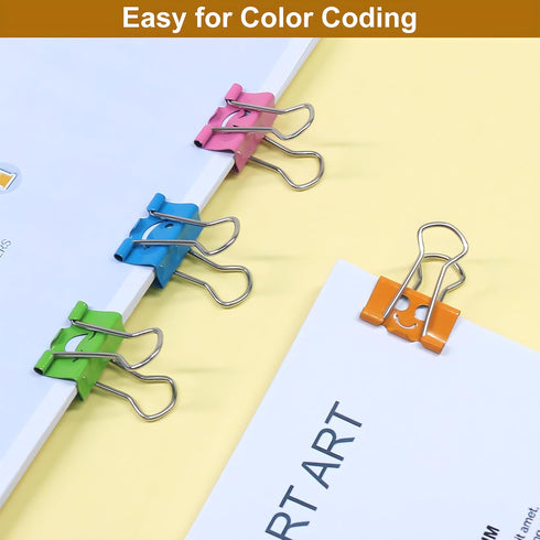 Coideal Smiling Binder Paper Clips, 40 Pcs Mini Colored Metal Fun Clip Clamps for Office (0.75 inch)
