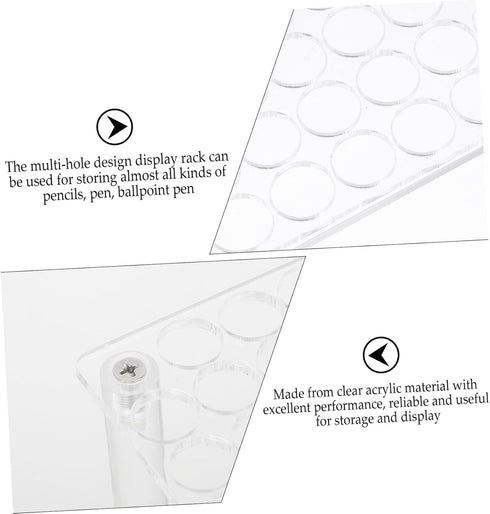 Homoyoyo Transparent Acrylic Pen Holder Rack Sturdy Desktop Organizer for Pens Pencils Tools Stylish Display Stand