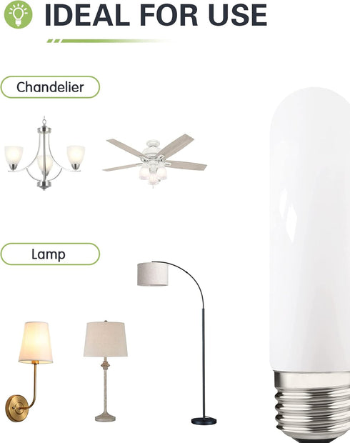 40W T10 Bulb, Dimmable T30 Bulb, 2700K, 4 E26 Bulbs 4 Pack Equivalent LED Chandelier Deep Frosted Glass Cover Invisible