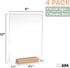 Ilyapa Acrylic Sign Holders with Natural Wood Stands, 4 Pack - 8x10 Inch Blank Table Numbers for Wedding Reception