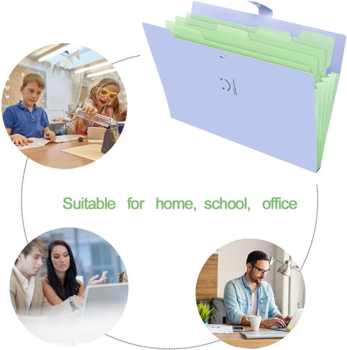 SKYDUE A4 Letter Paper Expanding File Folder, Accordion Document Organizer (Purple)