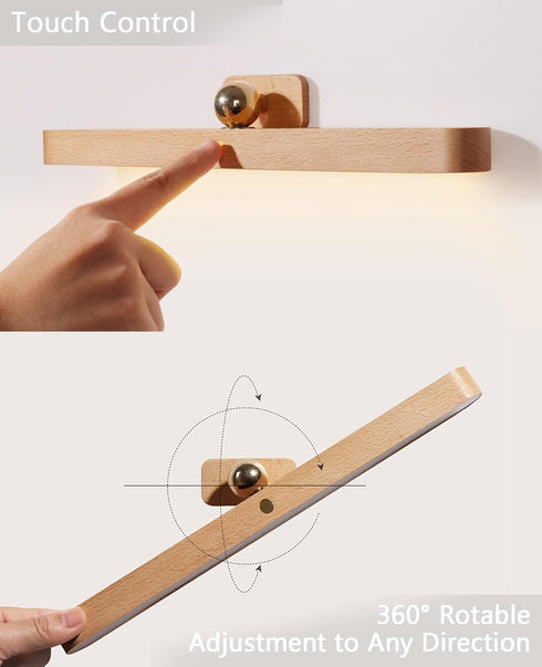 2000mah Chilvane Wall Lights for Bedroom Battery Operated Wall Sconce Lamp Vanity Light Magnetic Aesthetic Wooden Big