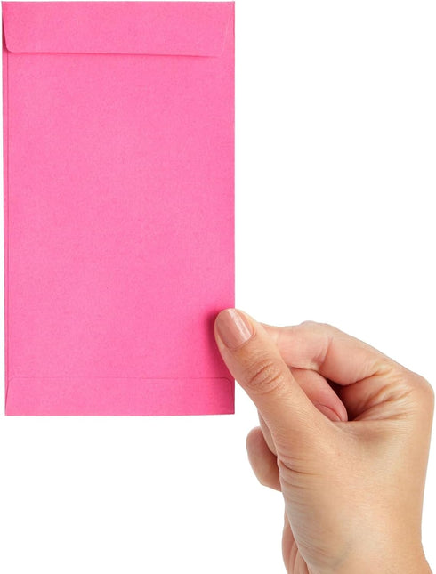 Okuna Outpost 100 Pack Money Envelopes for Cash, Payroll, 100GSM, Pink (4 x 7 In)